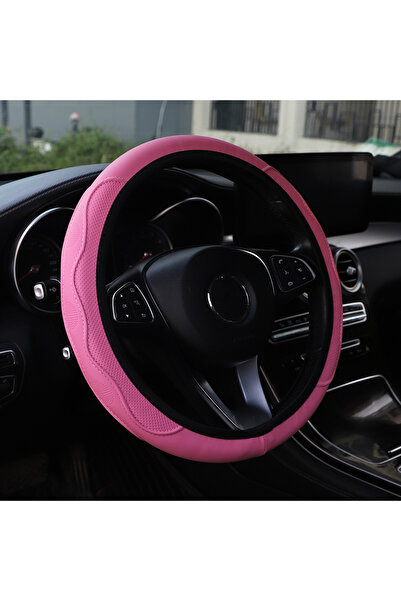 Choice غطاء عجلة قيادة وردي اللون من جلد البولي يوريثان، منقوش، على شكل يد، ب...