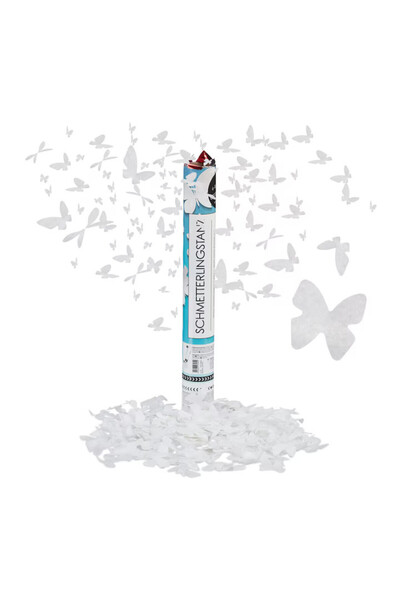 Relaxdays Tun de confetti, fluturi albi, 40 cm, înălțime efect 8 m