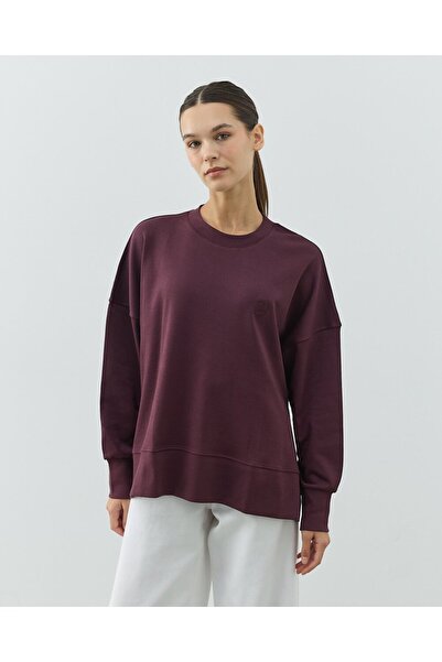 Aybikestil Penye İnterlok Fresh Yırtmaçlı Bluz Mürdüm