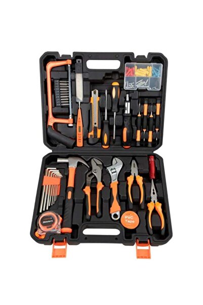 Lawazim 100-Piece Heavy-Duty Hand Tools Set with Hacksaw, Screwdrivers, Wrenches, Pliers, Hex Keys