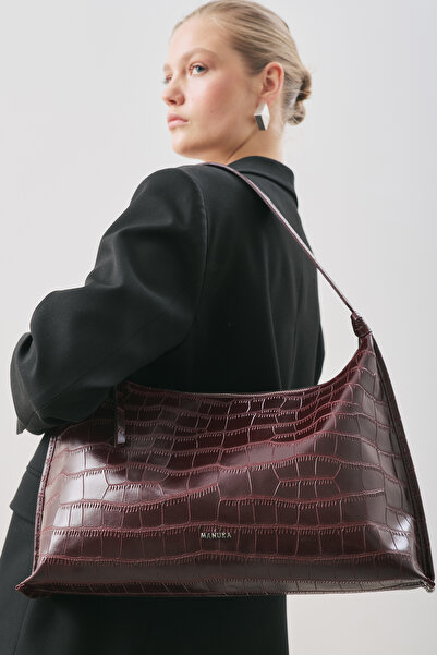 Manuka Crocodile Leather Tote Bag Burgundy