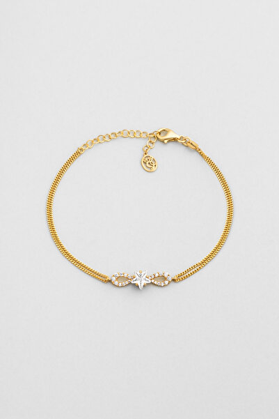 So CHIC... Yıldız Tanrıçası 18 Ayar Sarı Altın Kaplama 18 Cm Gümüş Bileklik
