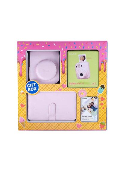 Fujifilm كاميرا إنستاكس ميني 12 فيلم فوري مع علبة هدايا - وردي