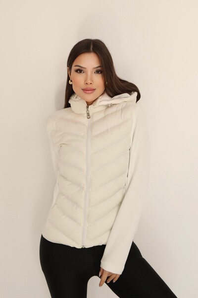 moda poni Jachetă puf cu glugă crem