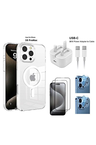 Youque مجموعة من 7 قطع لهاتف آيفون 16 برو ماكس: شاحن 35 واط، كابل 35 واط، غطا...
