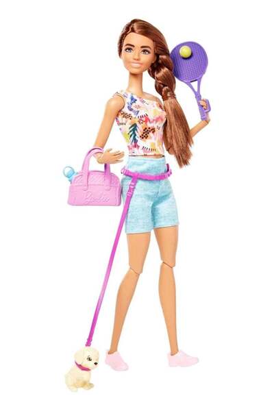 Barbie Doll with Puppy, Workout Outfit, Roller Skates and Tennis
