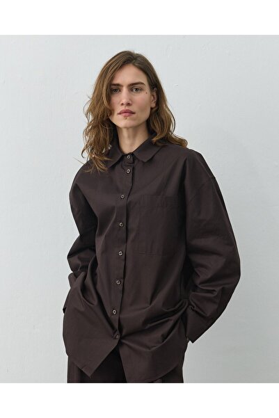 Aybikestil Paper Gabardin Basic Must Gömlek Acı Kahve