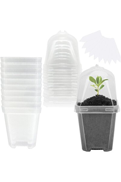 Generic EBaokuup Plastic Gardening Pots with Labels (10 pcs, Transparent)