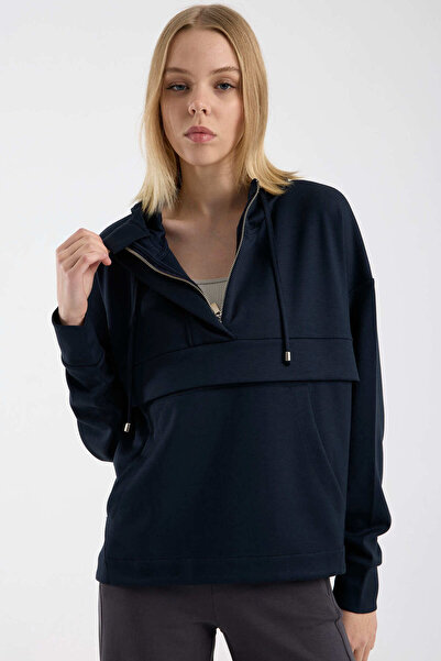 Sementa supradimensionat Moale și texturat Swea tricou - Albastru închis