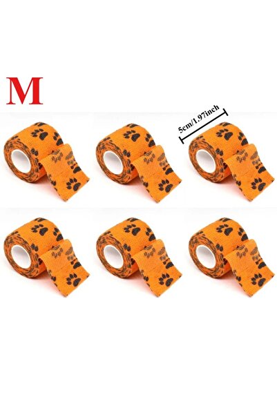 Choice1 5 سم × 4.5 م، 6 قطع برتقالية، ضمادات لاصقة ذاتية اللصق للمشي، أداة مضادة للأوساخ للجراء الأليفة، 12/6 قطع