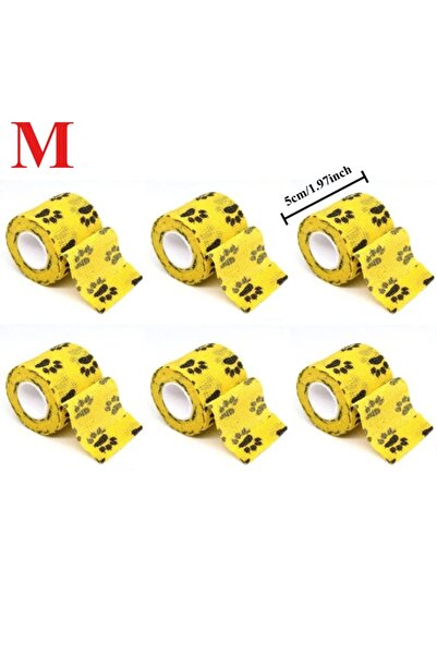 Choice3 5cm X 4.5m 6 pcs Yellow 12/6pcs Pet Puppys Anti Dirt Tool Legging Self Adhesive Bandages for Walking