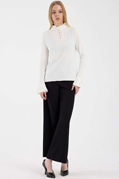 Sementa Corded Fabric Knitwear Sweater with Piece Detail - Bone