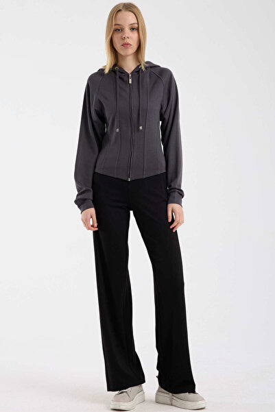 Sementa Soft Textured Crop Sweatshirt - Anthracite