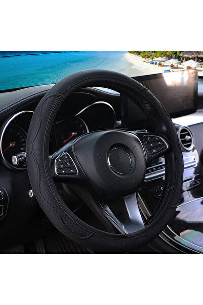 Choice غطاء عجلة قيادة أسود من جلد البولي يوريثان، منقوش، على شكل يد، بملمس ج...