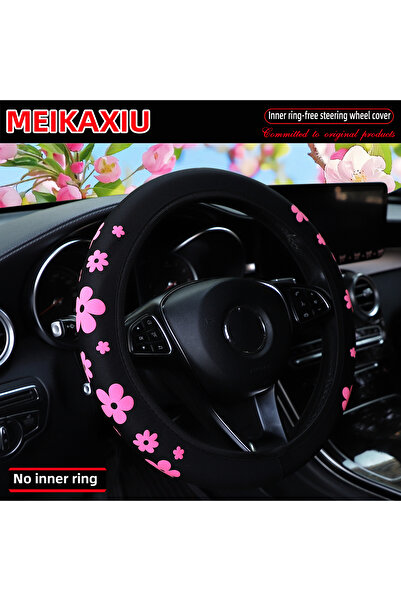 Choice غطاء عجلة قيادة سيارة بدون إطار مصنوع من قماش رغوي مزين بنقوش زهور جمي...