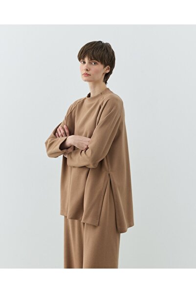 Aybikestil Selanik Fitilli Örme Relax Takım Camel