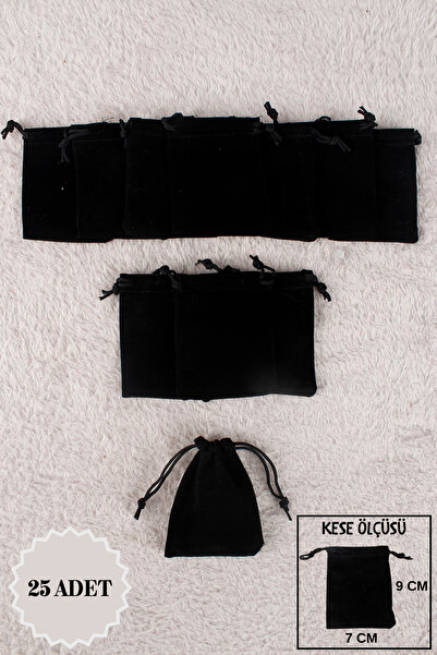 Mortex Siyah Kadife Kese 25 Adet 7x9 Cm Kına, Çerez, Kuruyemiş, Hediyelik, Al...