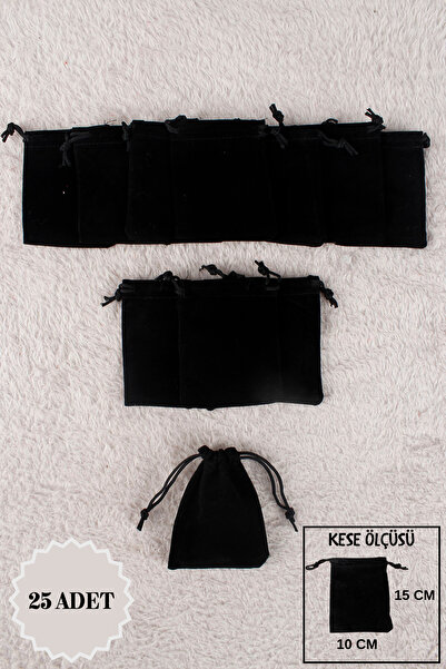 Mortex Siyah Kadife Kese 25 Adet 10x15 Cm Kına, Çerez, Kuruyemiş, Hediyelik, ...