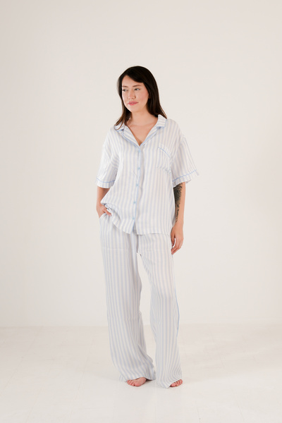 Serene bold kalın çizgili uzun pijama takımı