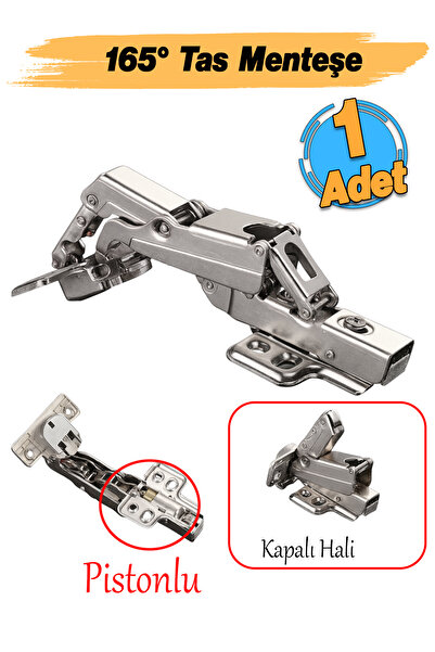 Badem10 Frenli 165° Derece (1 Adet) Dolap Kapak Menteşesi Köşe Dolaplar için Yavaş Kapanır Robot Tas Menteşe