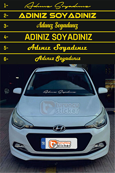 Turuncu Sticker Ad Soyad Araç Sticker-İsim Soyisim Araba Yazısı-Araç Sticker-...