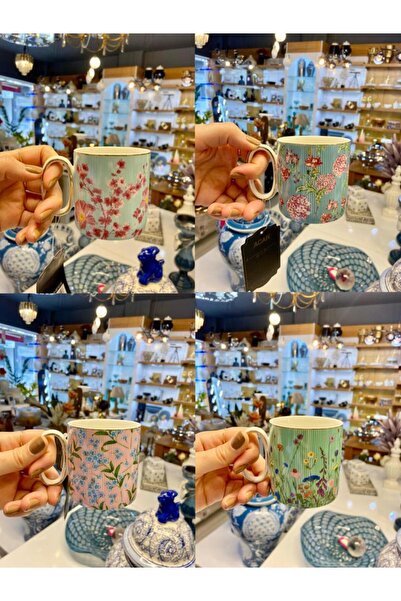 ACAR JUNGLE ÇİÇEKLİ PORSELEN KUPA 4'LÜ