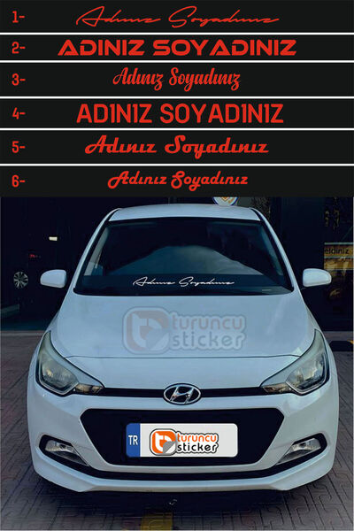 Turuncu Sticker Ad Soyad Araç Sticker-İsim Soyisim Araba Yazısı-Araç Sticker-...