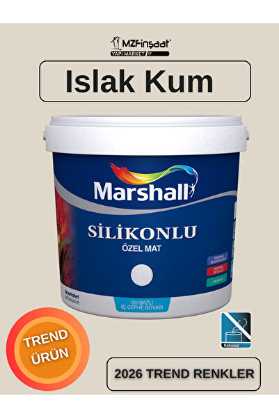 Marshall Silikonlu Özel Mat Silinebilir Kokusuz İç Cephe Boyası Islak Kum