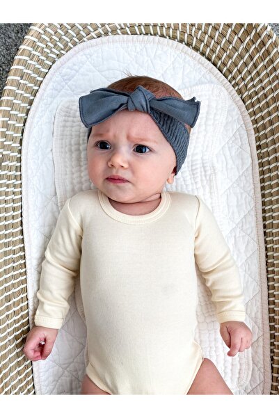 Lovedbaby Bentita bebe cu fundita din 100 % bumbac certificat GOTS, Moonstone , 0-2 ani