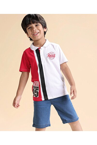 Babyhug Disney Single Jersey Knit Half Sleeve Polo T-Shirt &Shorts Set Cars G...