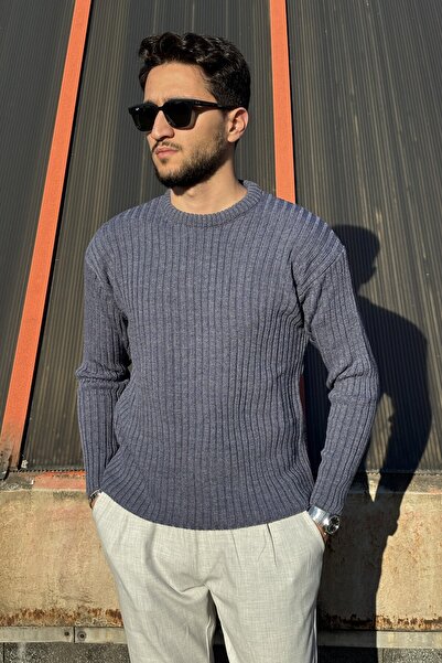 inpool Crew Neck, Winter-Spring, Striped, Textured, Basic Knit Sweater 25Pltk17