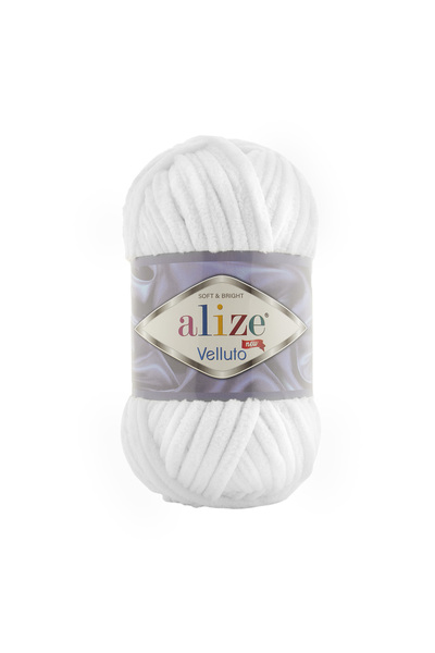 Alize (5 Pieces) Velluto Velvet Hand Knitting Yarn 5 Pack (5X100 Gr) 55 White 100 Gr 68 Meters