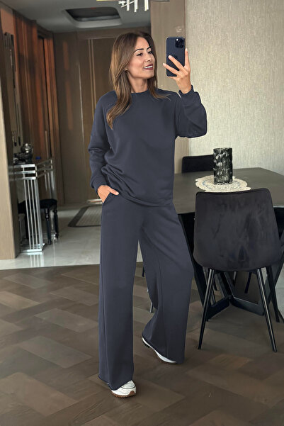 BayBayan قميص بياقة دائرية وأكمام طويلة وخصر مرتفع مع رباط، تصميم مريح