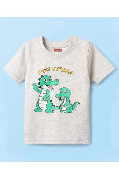 Babyhug تيشيرت بنصف كم بنقشة جلد التمساح - رمادي