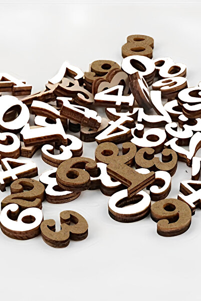 kutuTR Çift Yönlü Beyaz ve Ham MDF Rakam Seti – 2,7 mm Kalınlık – 3,5×4,5 cm – 100 Parça +3 yaş