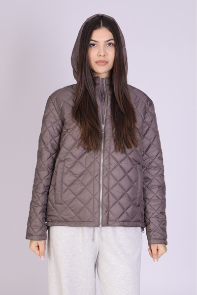 Ella Collection Geaca de Fas Gri, de Toamna, cu Fermoar si Buzunare