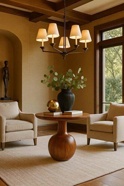 Simillo Home&Living El Yapımı Ahşap Orta Sehpa – Meşe Renk Mantar Tasarım