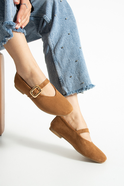 Neva'nın Butiği Asra tek bant toka detaylı günlük konforlu süet kadın babet