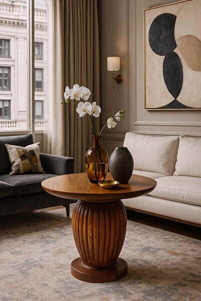 Simillo Home&Living Ahşap Orta Sehpa Meşe Renk – Modern Mantar Tasarım