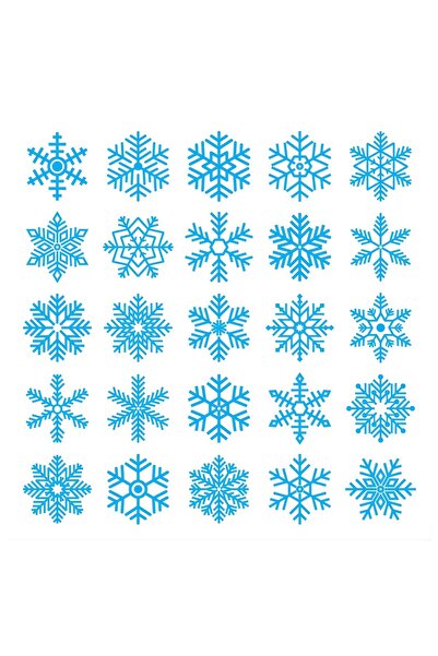VreauPoster Snowflake Sticker Set A4, Glossy Photo Paper, 25 Blue Designs, 2-...