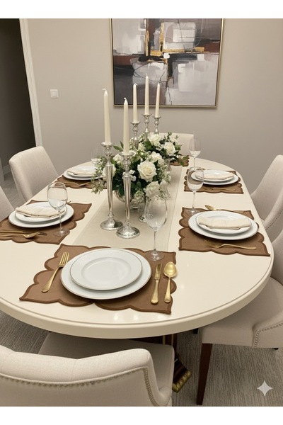 LTS bag Özel Kesim Scallop Kenarlı Amerikan Servis Takımı