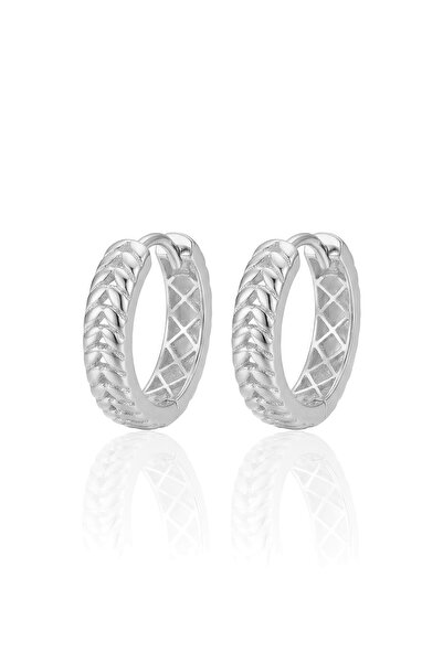 Söğütlü Silver 925 Ayar Gümüş küpe Üzeri Rodyumlu Başak Modeli Halka Küpe SGT...