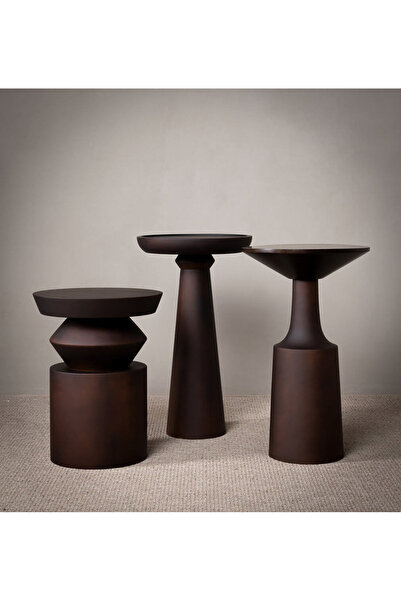 Simillo Home&Living Wood Wooden 3'lü Fiskos Yan Sehpa Timeless Mantar Sehpa -...