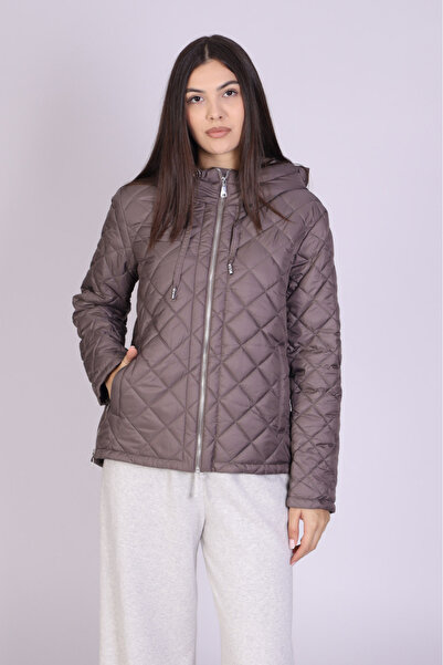 Ella Collection Geaca de Fas Gri, de Toamna, cu Fermoar si Buzunare