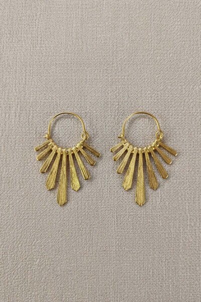 Clandestino Gold Color Bohemian Earrings with Sunlight Motif Gold