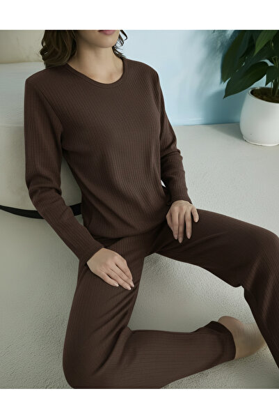 YAKAMEL Women's Ribbed Thin Pajama Set