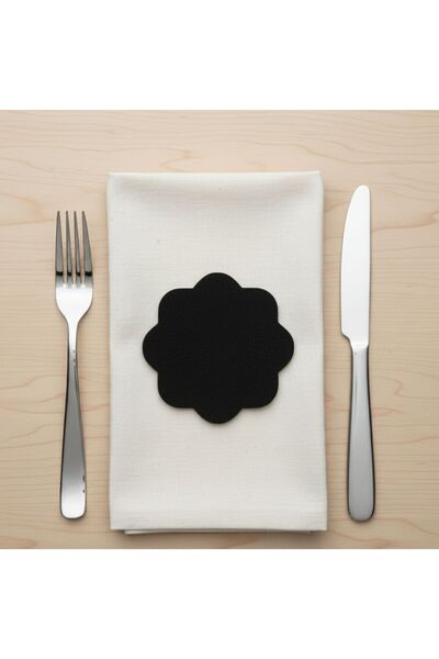 Grand Fine Art Felt Coasters Set of 4 Black Round 10X10 cm