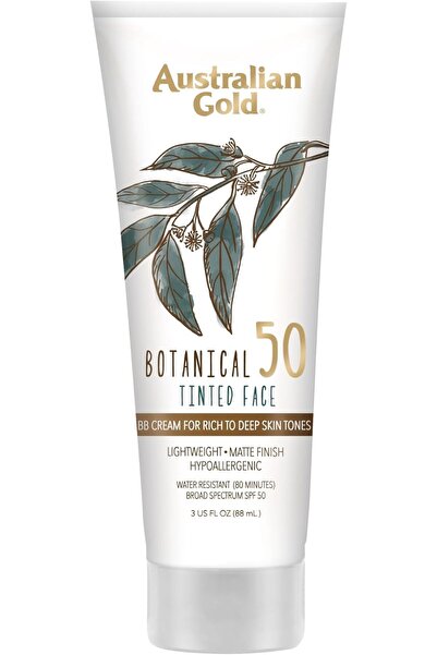 Australian Gold كريم أساس نباتي ملون للوجه مع عامل حماية من الشمس 50، لون غني وعميق، 3 أونصات