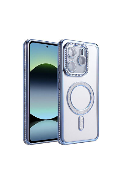 UnDePlus Xiaomi Redmi Note 14 4G Kılıf M-Safe Şarj Uyumlu Simli Kamera Kenar ...