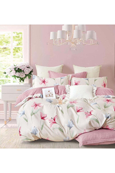 trendyhome Finet Cotton Bedding 6-Piece Set – Floral Pastel White/Pink (R 60-551)